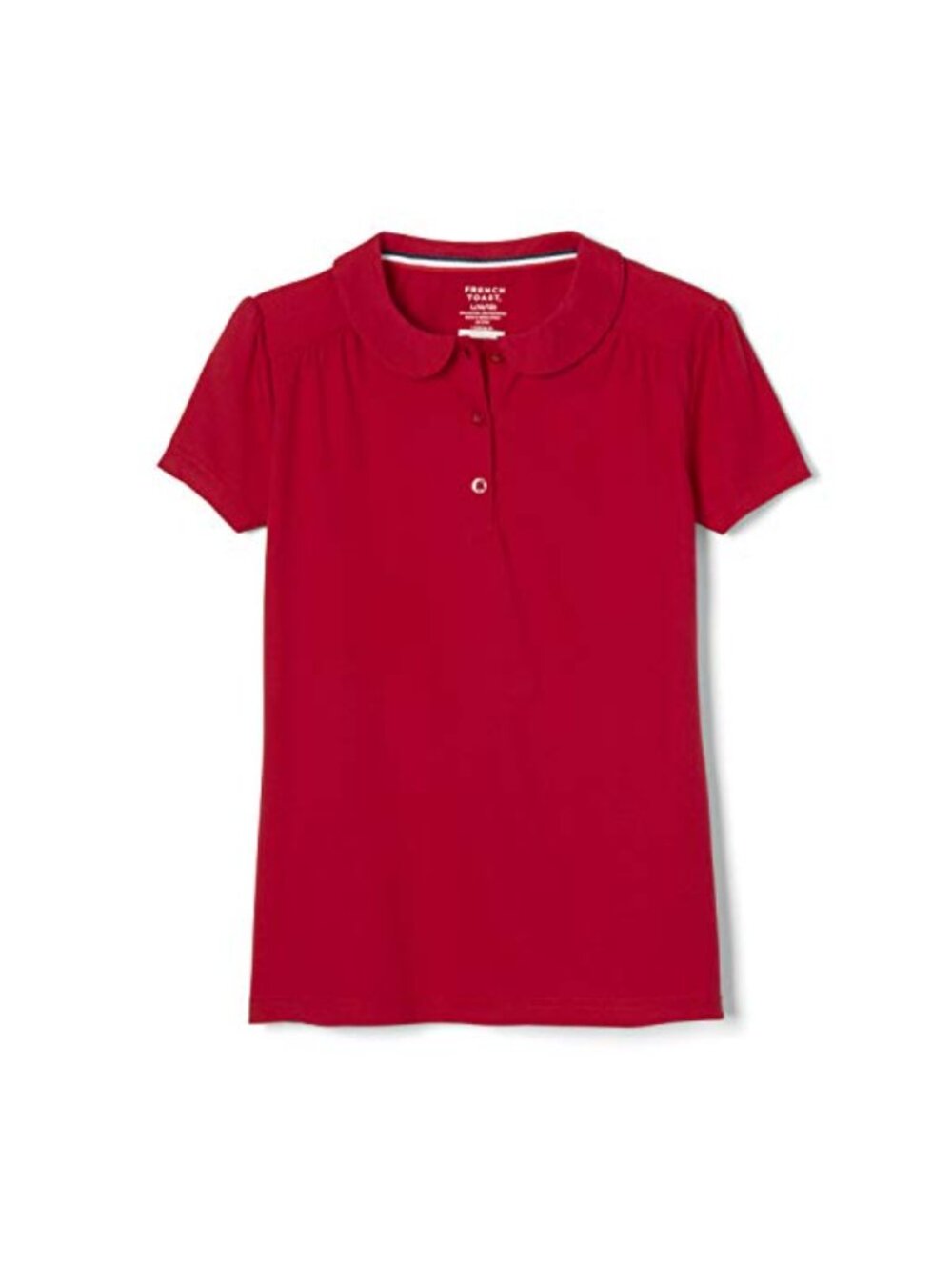Girls Peter Pan Collar Polo Shirt - Cotton Blend Short Sleeve Uniform Top